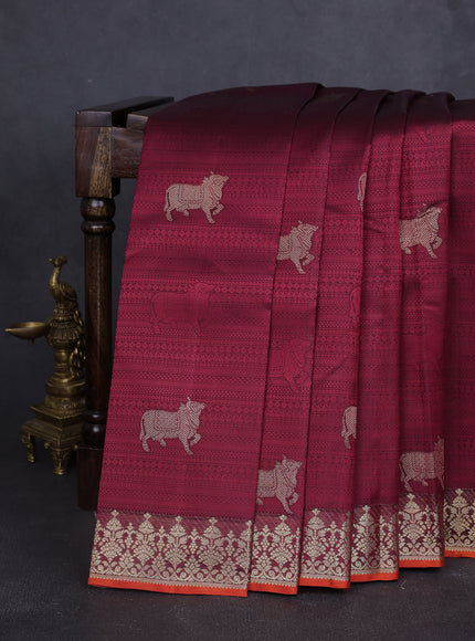Dark Maroon Pure Kanchipuram Silk Saree