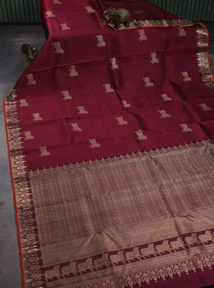 Dark Maroon Pure Kanchipuram Silk Saree