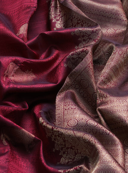 Dark Maroon Pure Kanchipuram Silk Saree