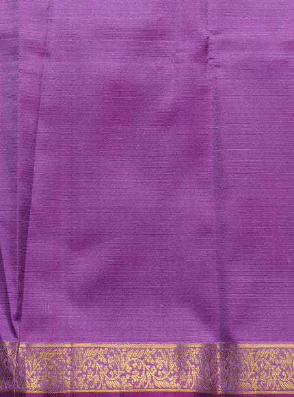 Teal Blue - Lavender Pure Kanchipuram Silk Saree