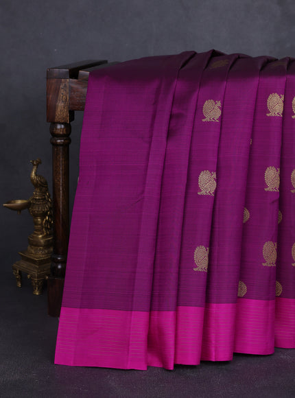 Purple - Magenta Pink Pure Kanchipuram Silk Saree