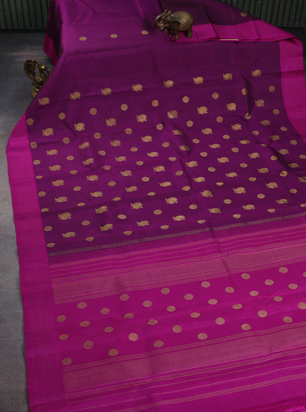 Purple - Magenta Pink Pure Kanchipuram Silk Saree
