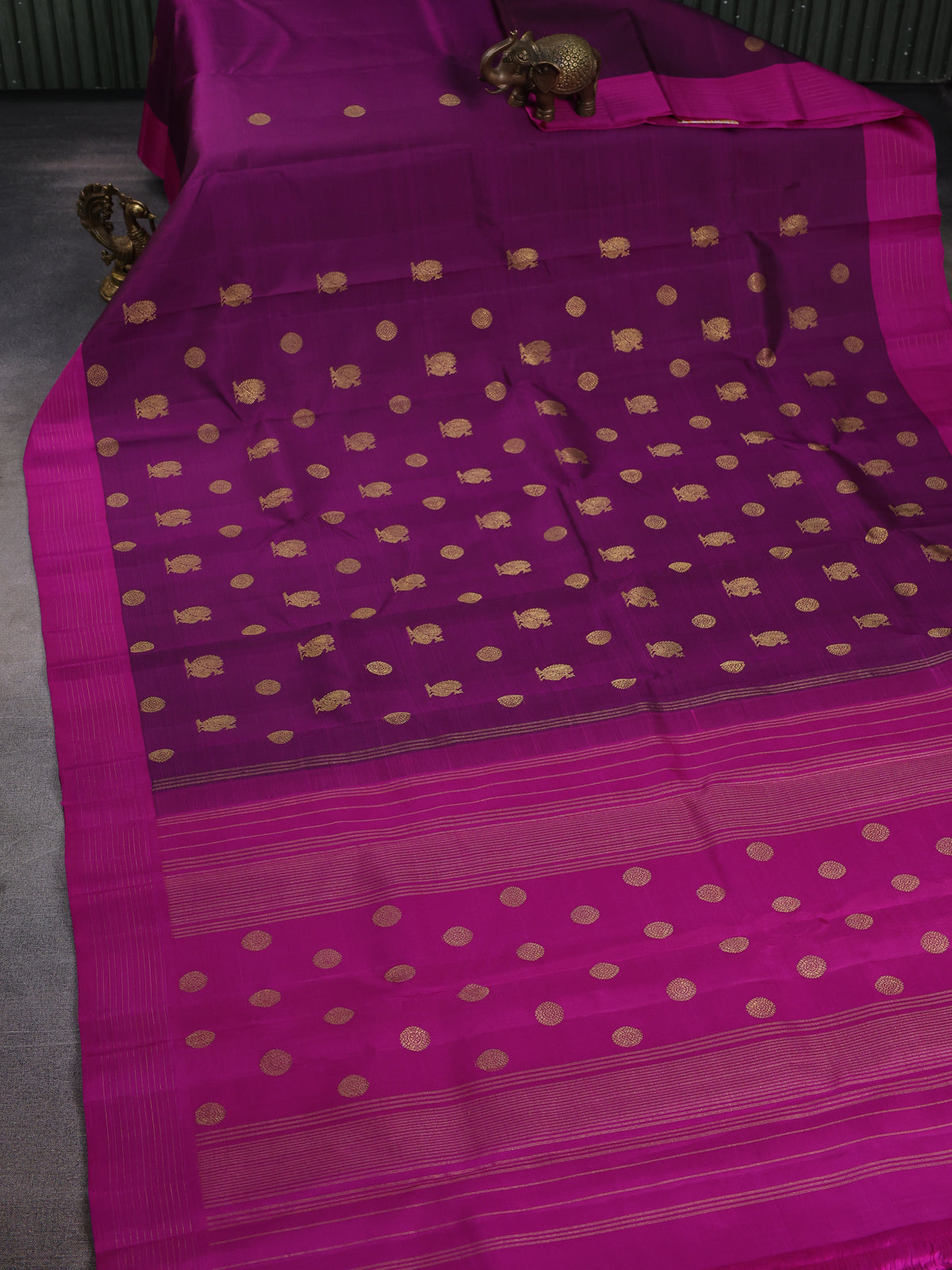 Purple - Magenta Pink Pure Kanchipuram Silk Saree