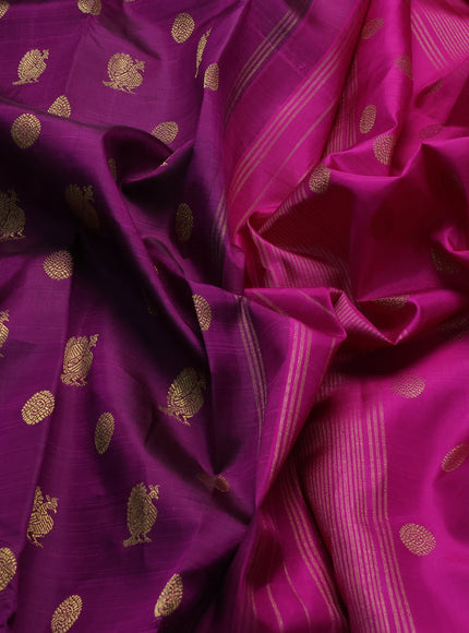 Purple - Magenta Pink Pure Kanchipuram Silk Saree