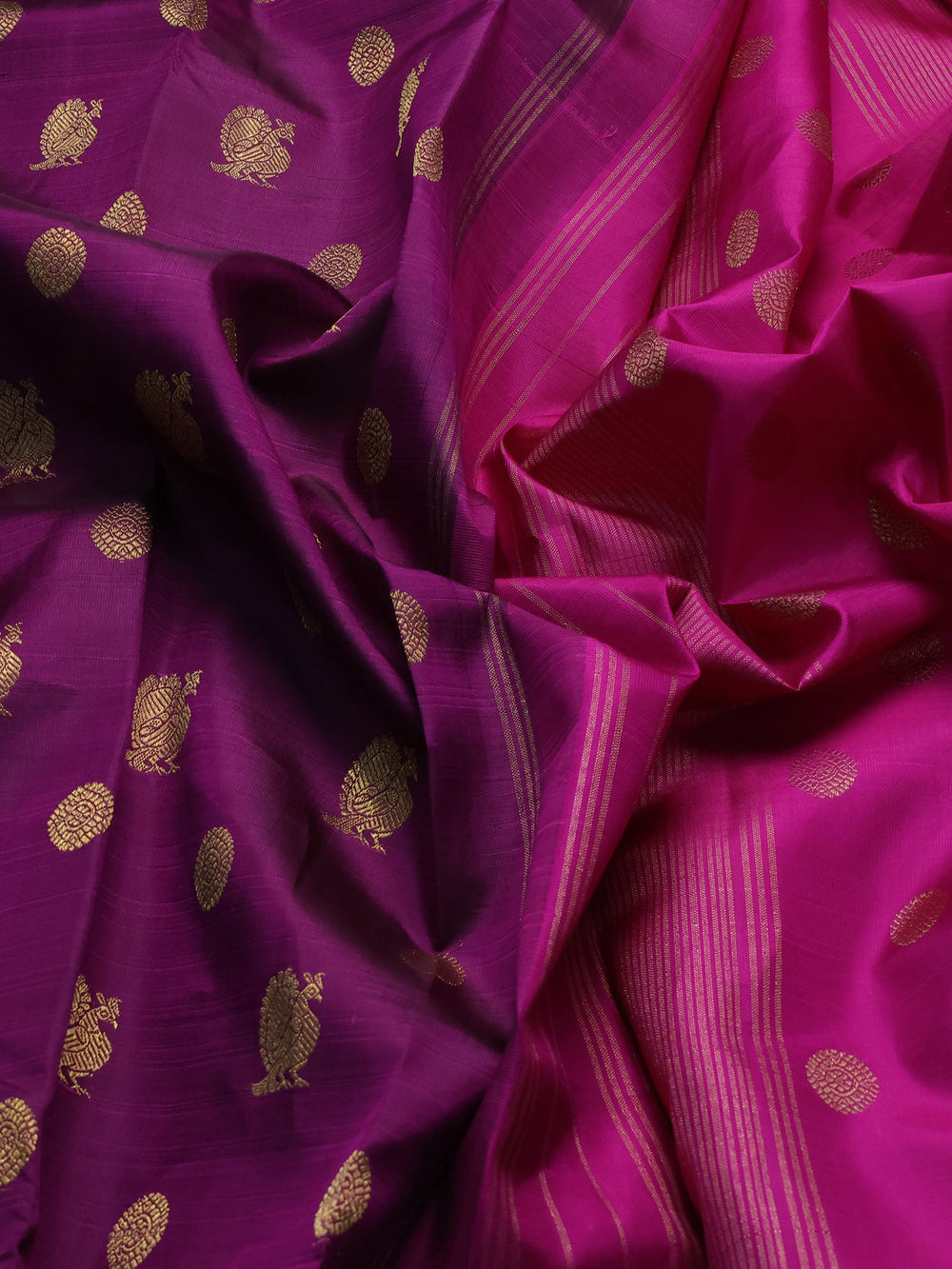 Purple - Magenta Pink Pure Kanchipuram Silk Saree