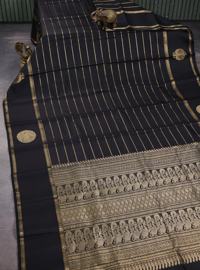 Black Pure Kanchipuram Silk Saree