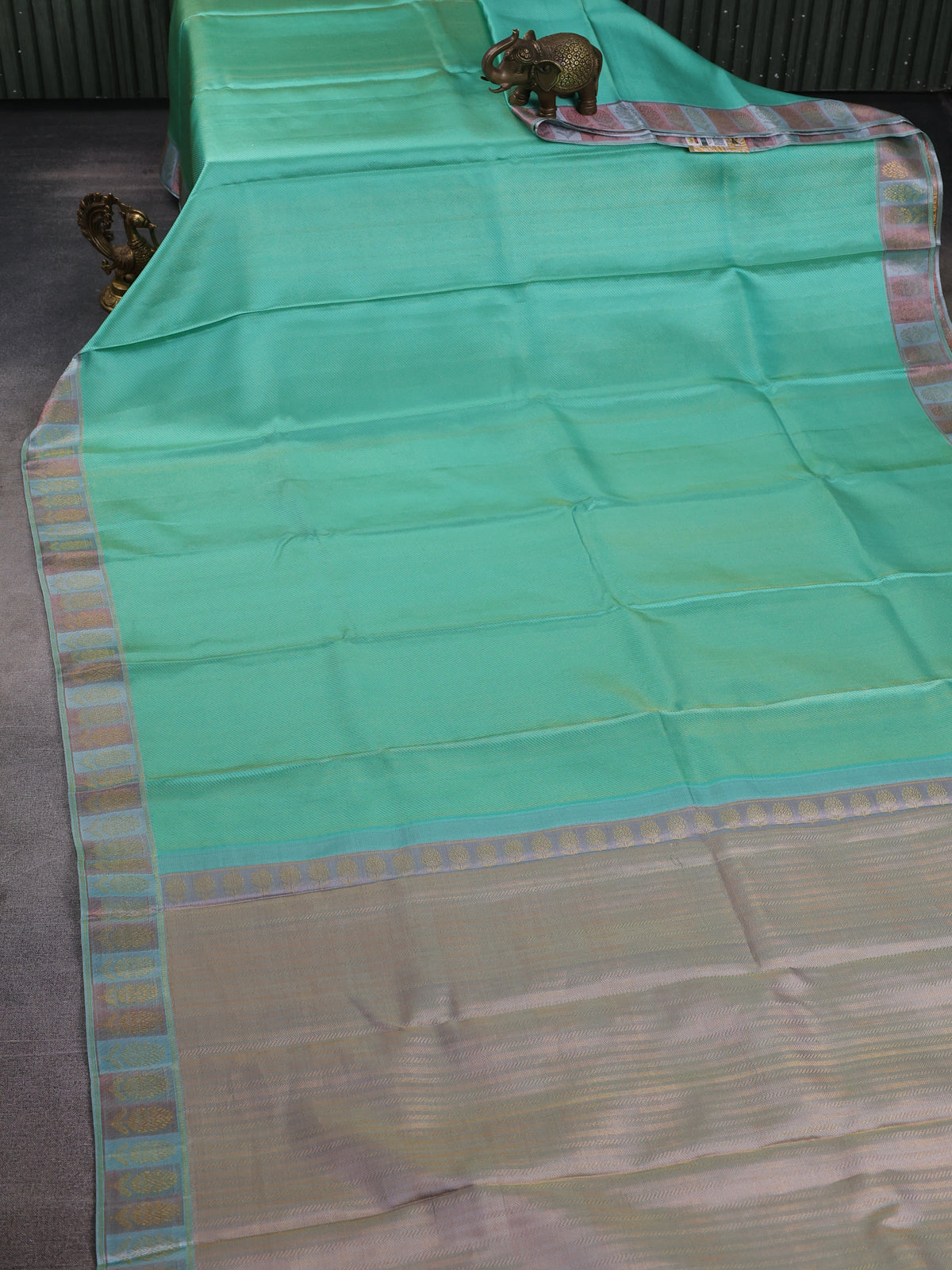 Teal Green Kanchipuram Pure Silk Saree