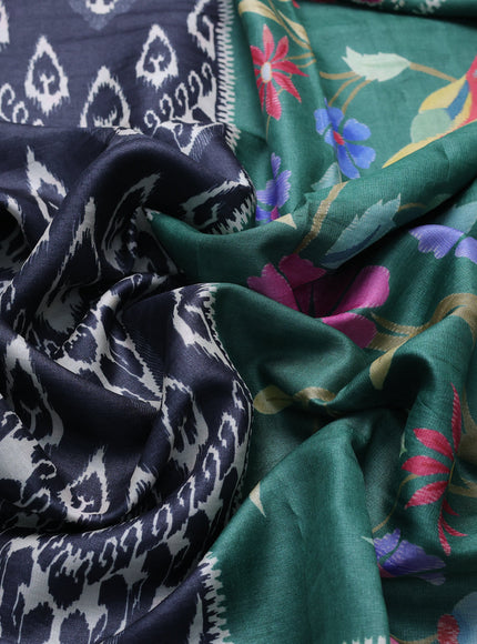 Black - Green Tussar Patola Pattern Embroidery Saree