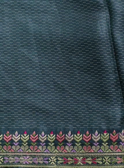 Bottle Green Tussar Embroidery Saree
