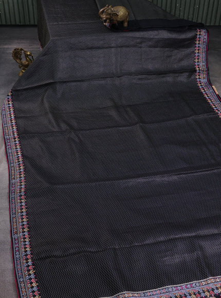Black Tussar Embroidery Saree