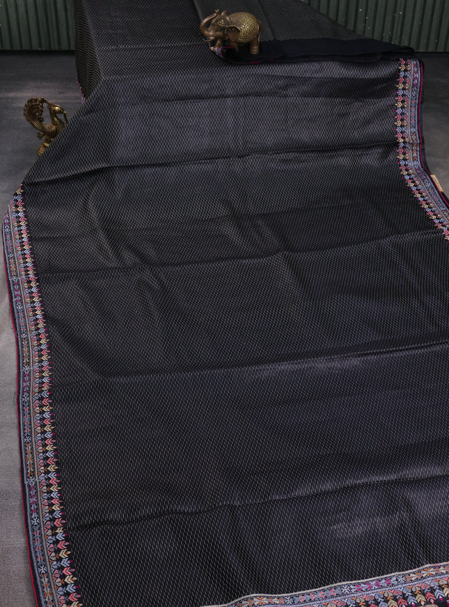 Black Tussar Embroidery Saree