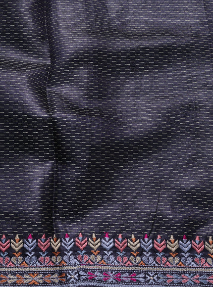 Black Tussar Embroidery Saree