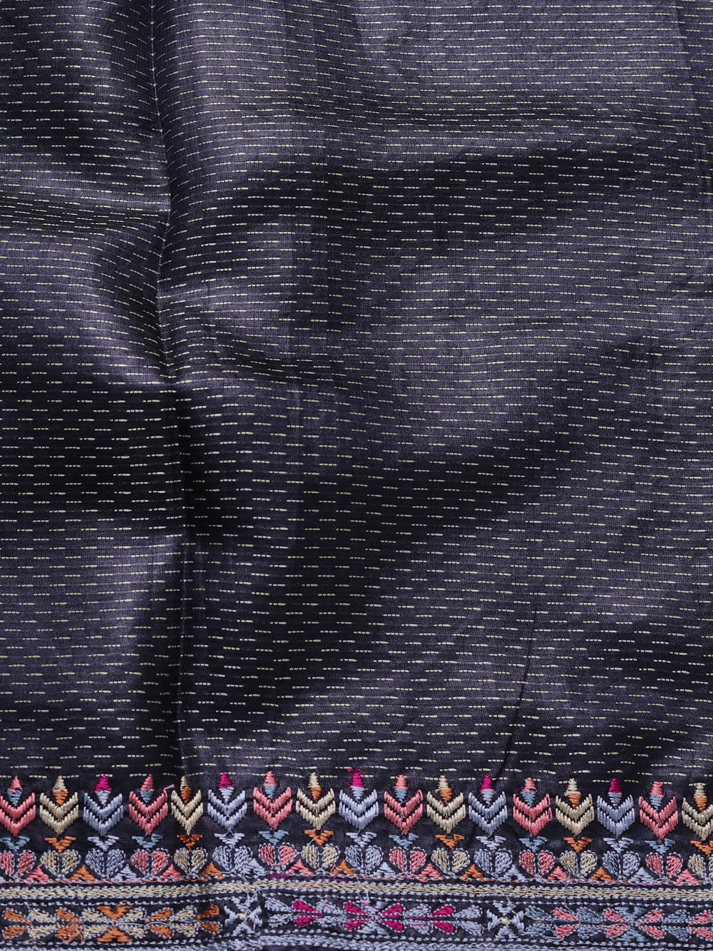 Black Tussar Embroidery Saree