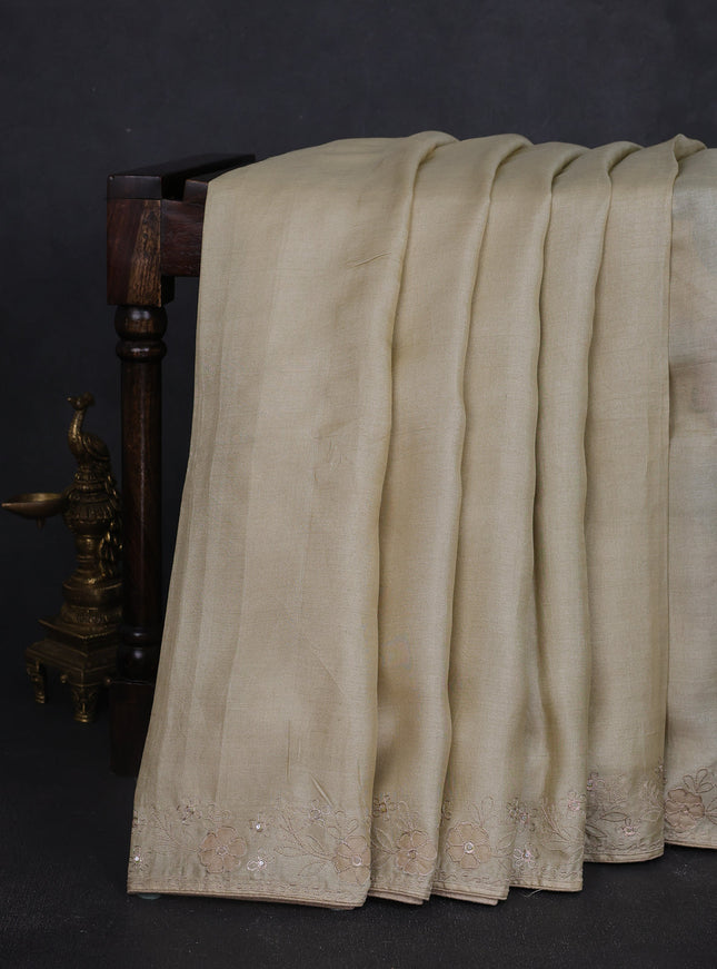 Beige Tussar Embroidery Saree