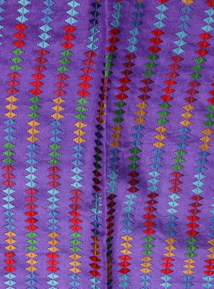 Green - Violet Tussar Embroidery Saree