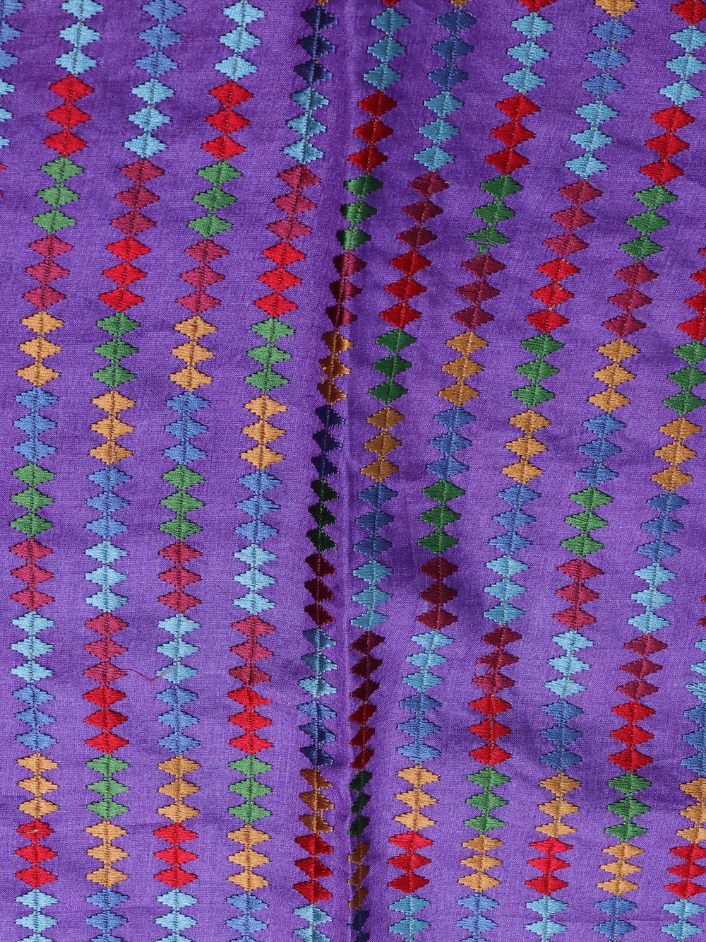 Green - Violet Tussar Embroidery Saree