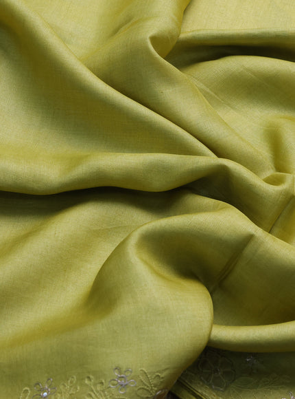 Lime Green Tussar Embroidery Saree