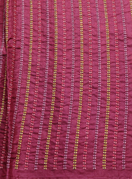Green - Maroon Patola Pattern Tussar Embroidery Saree