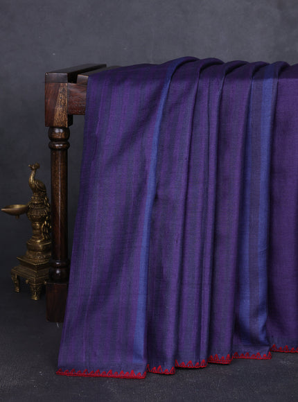 Violet - Deep Maroon Tussar Embroidery Saree