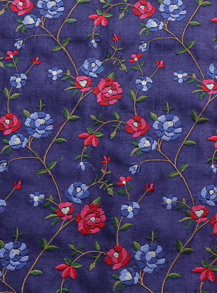 Violet - Deep Maroon Tussar Embroidery Saree