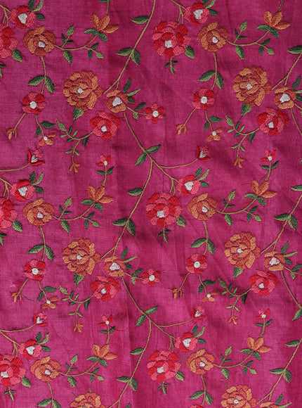 Dark Blue - Maroon Tussar Embroidery Saree