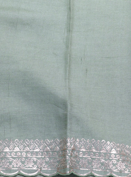 Pastel Green Tussar Embroidery Saree
