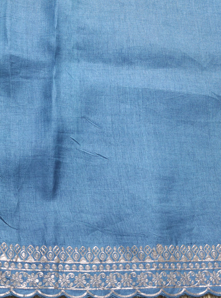 Denin Blue Tussar Embroidery Saree