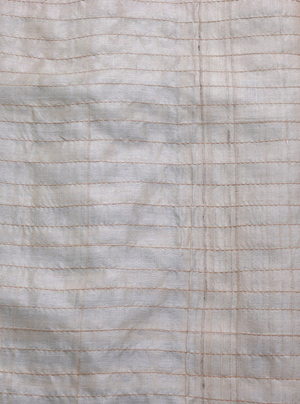 Beige-Rust Tussar Kantha Embroidery Saree