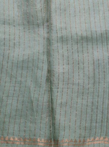 Pista Green Tussar Kantha Embroidery Saree