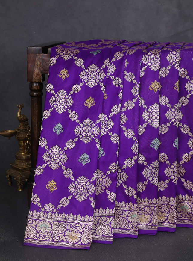 Violet Banarasi Kadwa Silk Saree
