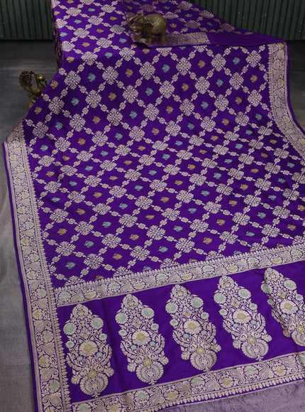 Violet Banarasi Kadwa Silk Saree