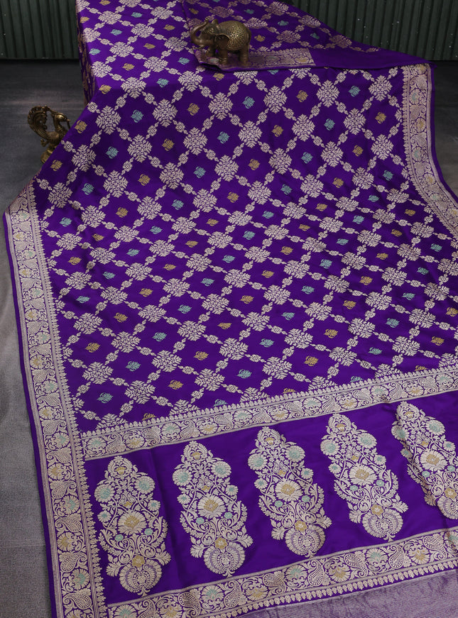 Violet Banarasi Kadwa Silk Saree