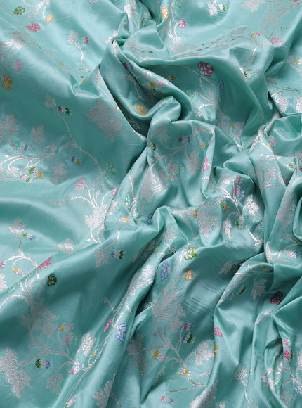 Sea Blue Banarasi Kadwa Silk Saree