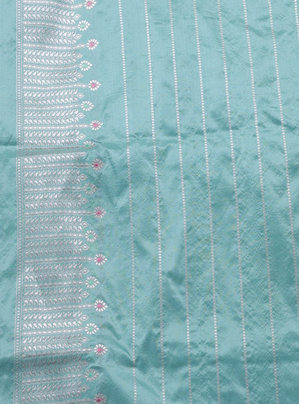Sea Blue Banarasi Kadwa Silk Saree