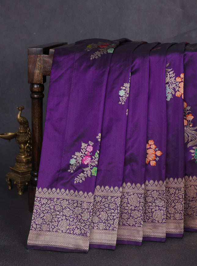 Violet Banarasi Kadwa Silk Saree