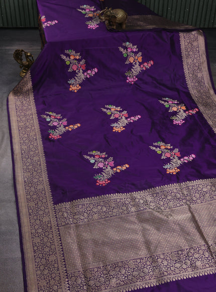 Violet Banarasi Kadwa Silk Saree