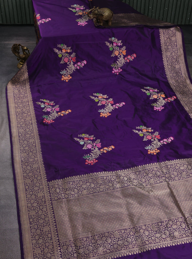 Violet Banarasi Kadwa Silk Saree