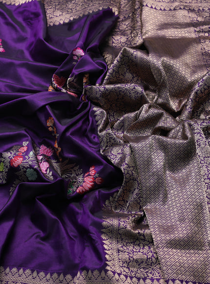 Violet Banarasi Kadwa Silk Saree