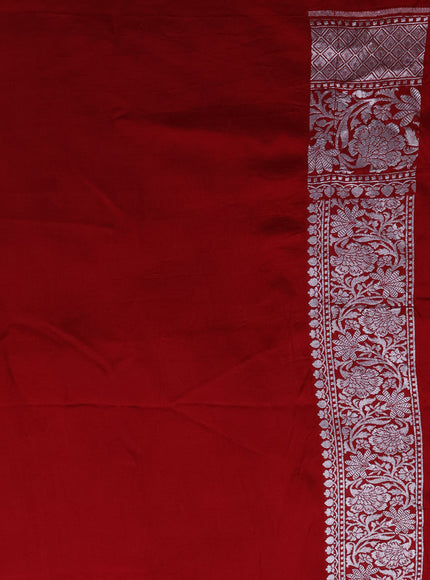 Off White -Red Banarasi Tussar Silk Saree