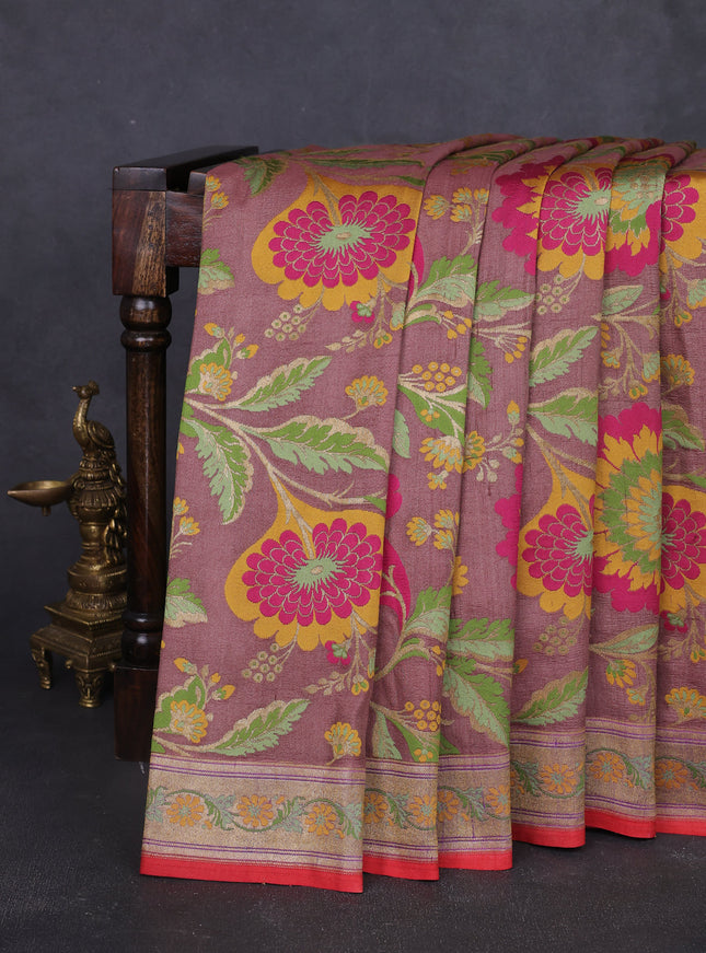 Light Brown Banarasi Tussar Silk Saree