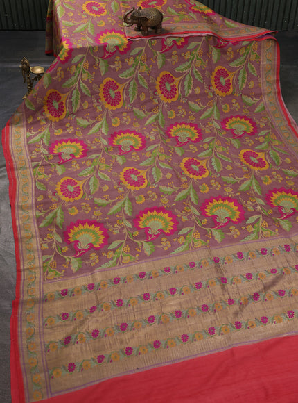 Light Brown Banarasi Tussar Silk Saree