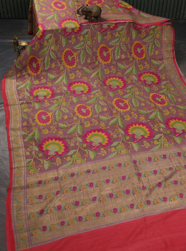 Light Brown Banarasi Tussar Silk Saree