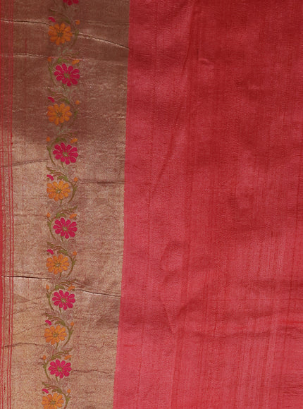 Light Brown Banarasi Tussar Silk Saree