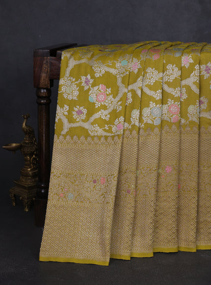 Mehendi Green Banarasi Tussar Silk Saree