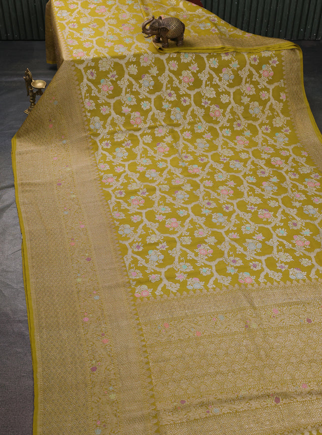 Mehendi Green Banarasi Tussar Silk Saree