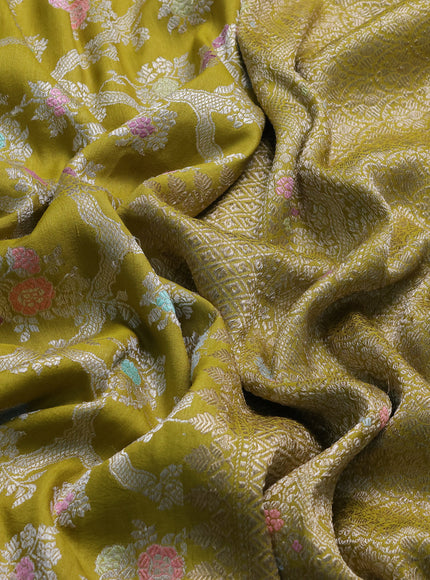 Mehendi Green Banarasi Tussar Silk Saree