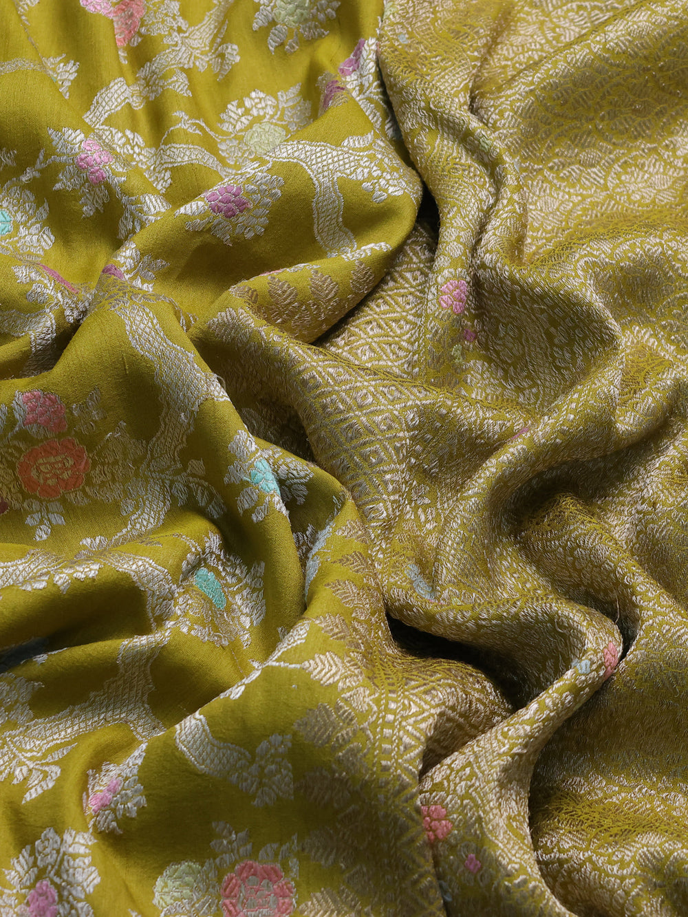 Mehendi Green Banarasi Tussar Silk Saree