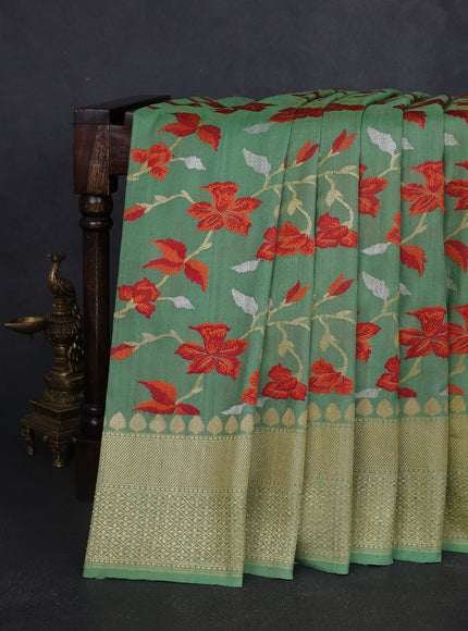 Green Banarasi Tussar Silk Saree