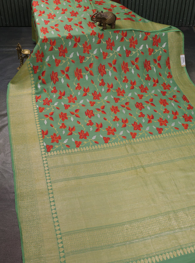 Green Banarasi Tussar Silk Saree