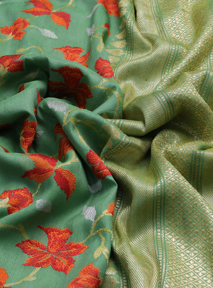 Green Banarasi Tussar Silk Saree
